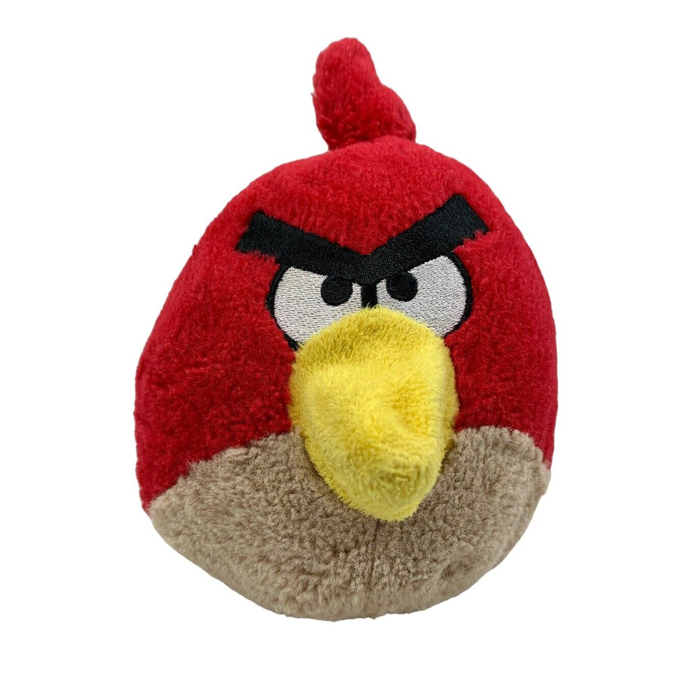 2010 Angry Birds‎ Plush Terence Red Bird Stuffed Animal Toy Round Collectible 6"